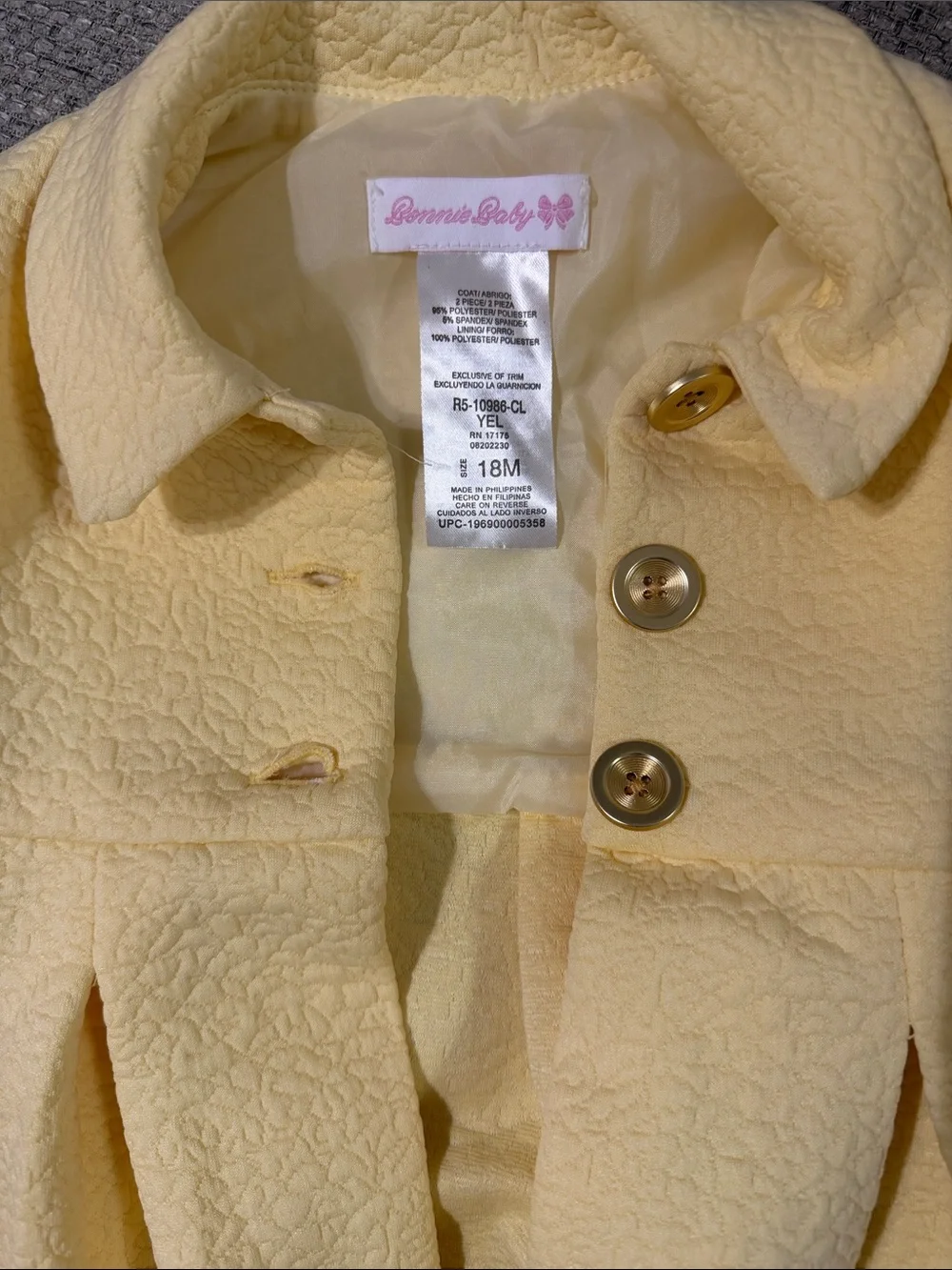 Gymboree Girls' Soft Yellow Pleated Pea Coat